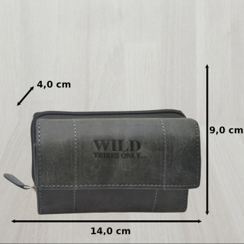 Damen Wild Leder Geldbeutel in 6 Farben mit RFID Schutz (Schwarz)